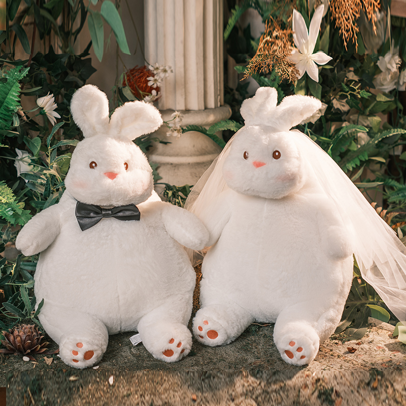 压床结婚娃娃一对新款新婚礼物送新人慵懒兔抱枕公仔婚房床上高档