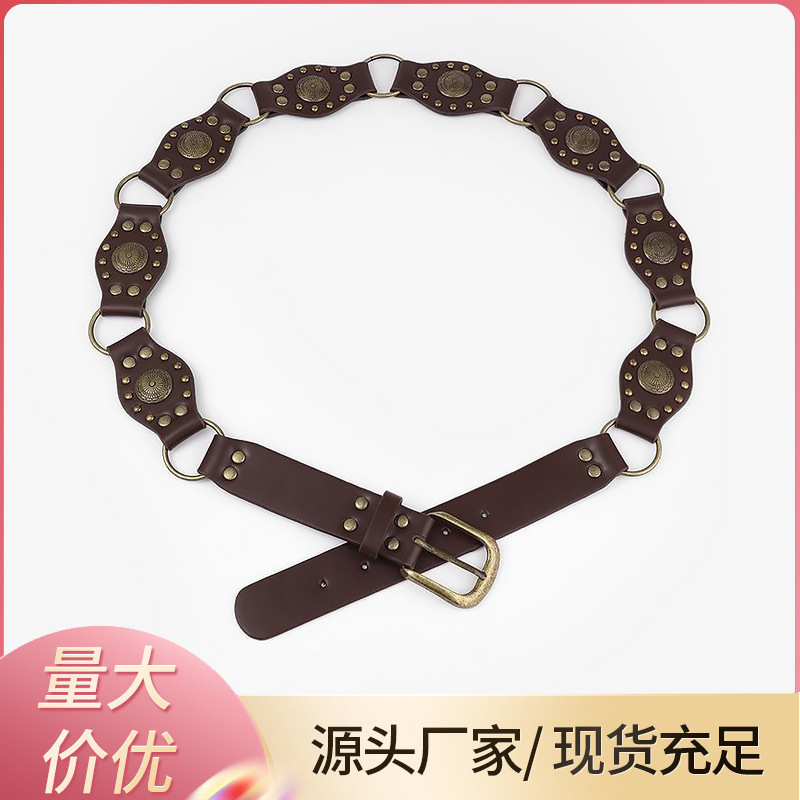 新款复古美式潮流铆钉辣妹鸡眼宽