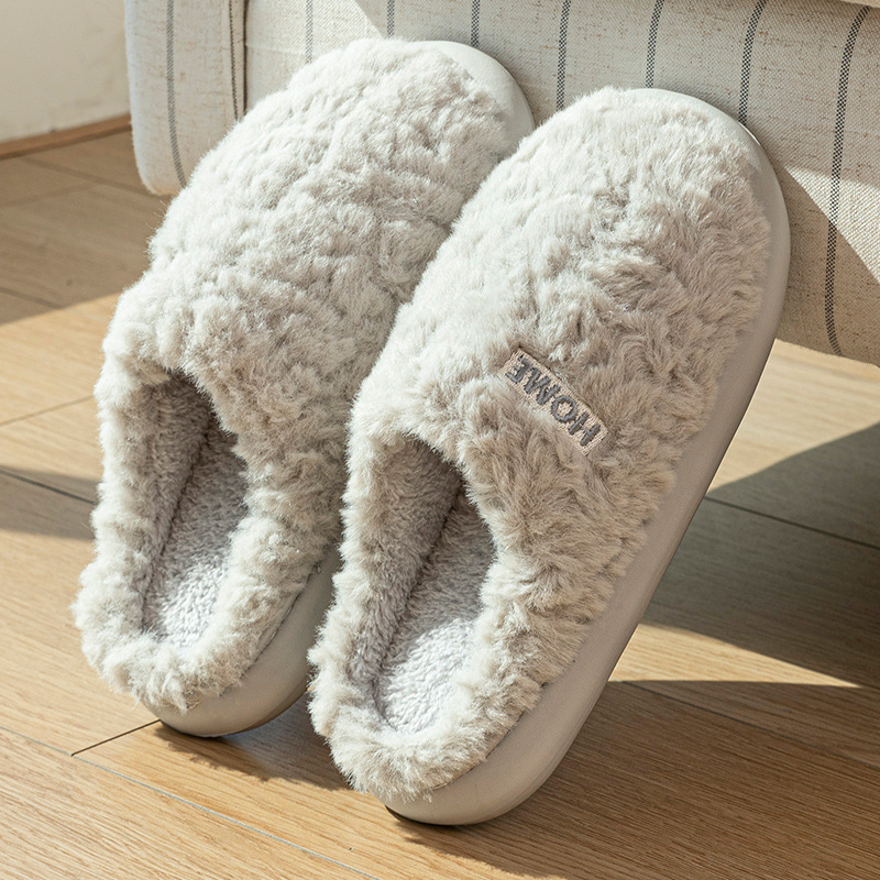 HOME拖鞋棉拖女居家棉英文女加绒