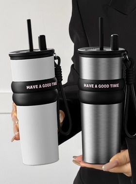 大容量保温杯男生316不锈钢随行咖啡杯子女2M024新款车载吸管水杯