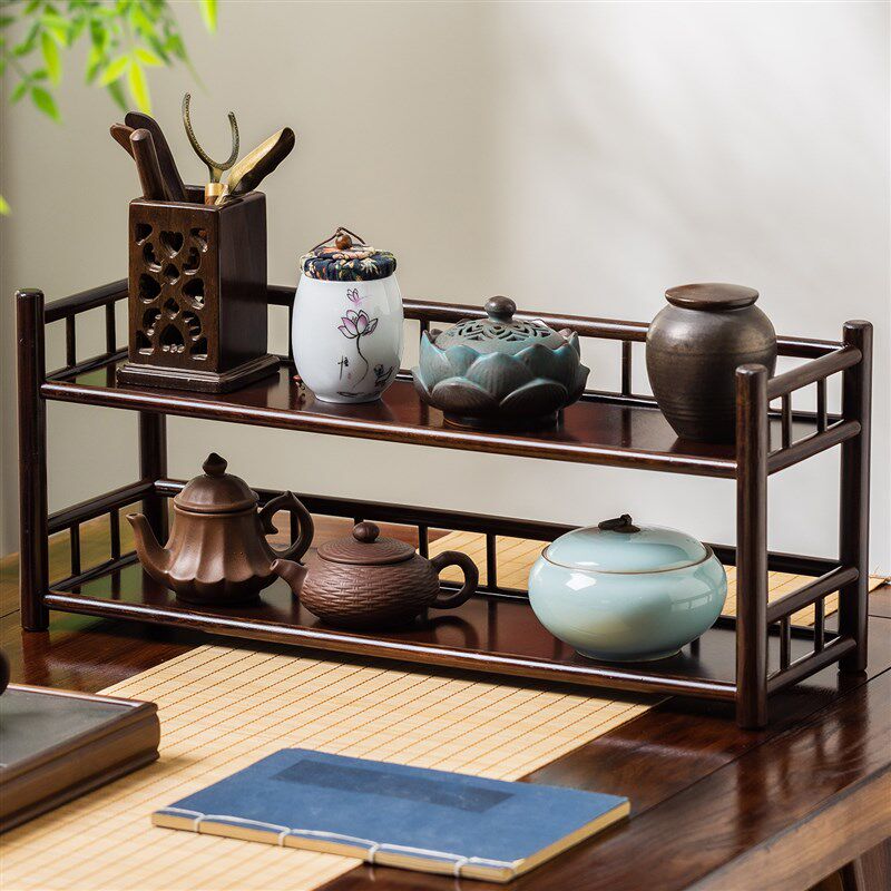 茶杯架桌面小型博古架茶具置物架茶杯收纳架茶桌摆件台式水杯架子