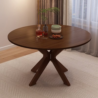 可折叠桌子餐桌家用小户型实木吃饭圆桌多功能新型靠墙折叠小桌子