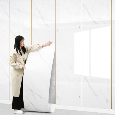 仿大理石瓷砖墙贴铝塑板壁纸自粘防水防潮办公室文化砖墙体护墙板