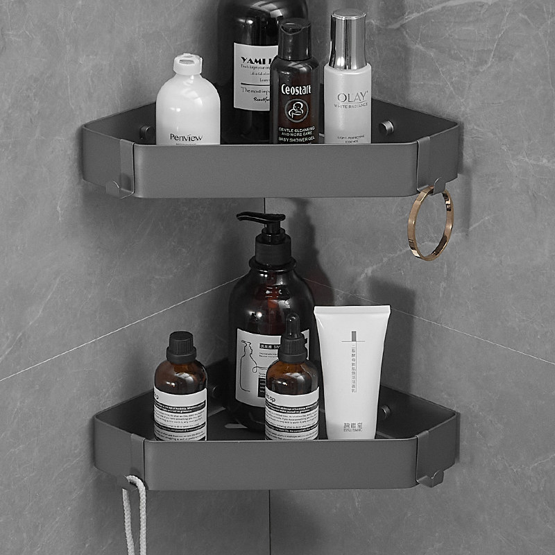 枪灰浴室三角置物架不锈钢免打孔淋浴房卫生间转角篮壁挂收纳架,家装主材,浴室角架,淘宝优惠券,粉丝福利购,淘宝优惠卷