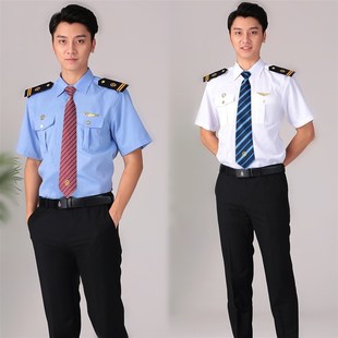 铁路新式制服衬衫乘务员列车员票务员高铁制服透气白衬衣男工作服