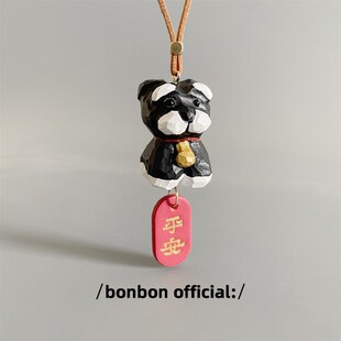 手工木雕雪纳瑞车j挂汽车后视镜挂饰平安挂件新车装饰车载礼物吊