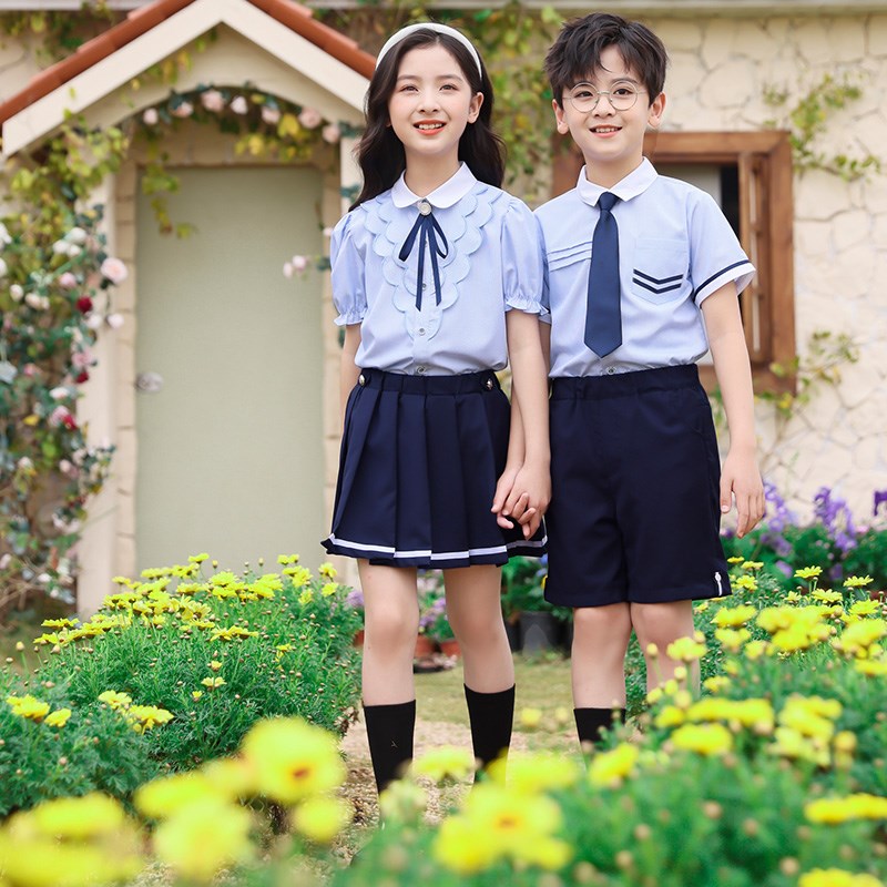 幼儿园园服夏装英伦学院风儿童班服毕业照服装夏季小学生校服套装