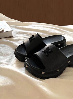 金屿鹿Y2K风厚底一字拖鞋女夏季外穿ins网红港风软底防Z滑凉拖鞋