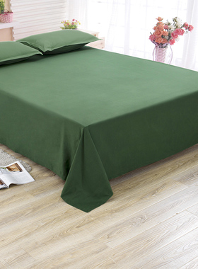 军绿色床单单件纯色学生军训上下铺单人训练褥单国企单位宿舍褥单