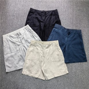 棉麻中裤 夏季 休闲五分裤 薄款 外贸大码 宽松亚麻直筒阔腿女裤 女装