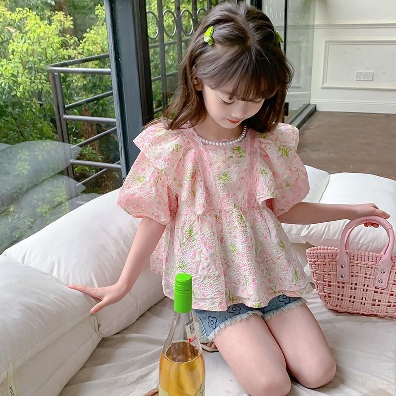 女童短袖t恤夏装2025新款韩版洋气儿童小女孩甜美夏季雪纺上衣潮,童装/婴儿装/亲子装,T恤,淘宝优惠券,粉丝福利购,淘宝优惠卷