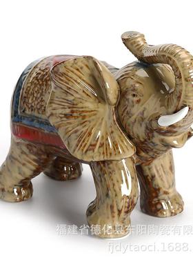 摆件大象工艺礼品家居陶瓷品装饰A办公客厅创意吉祥桌书房摆设结