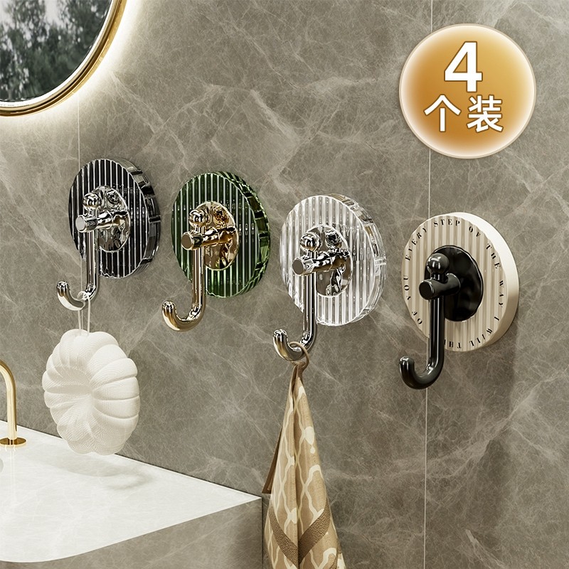 轻奢挂钩粘胶强力承重免打孔厨房浴室卫生间墙壁门后W无痕毛巾粘