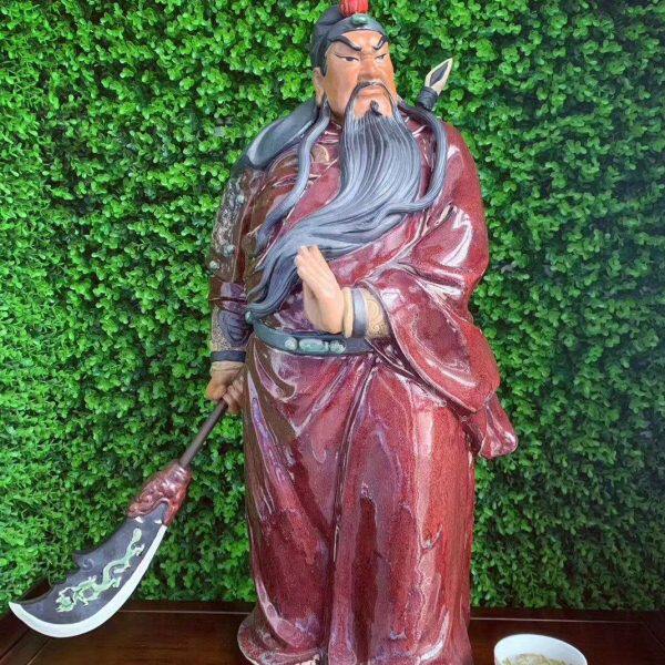 石湾陶瓷摆件站关公人物武家居关公招财摆件公仔手工店铺财神雕像