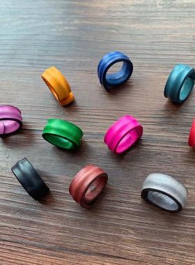 复古款手工牛皮戒l指时尚男女手指套真皮情侣对戒宽指环潮流首饰