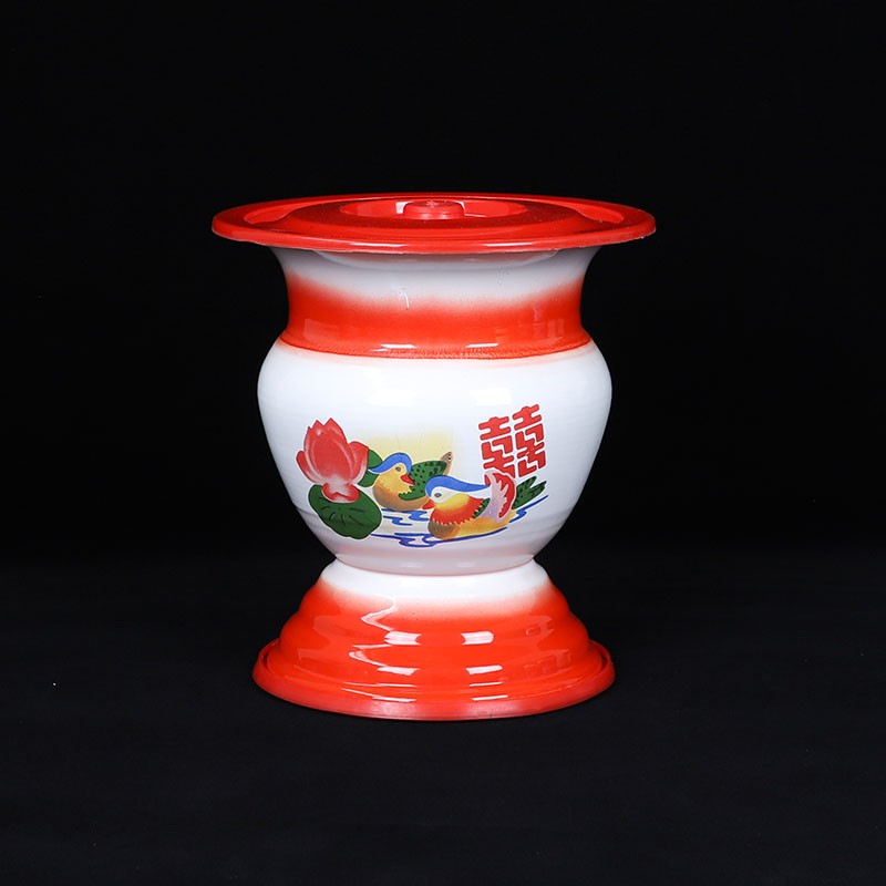 痰盂搪瓷加厚老式大号高脚痰盂坐便器搪H瓷老人便盆尿盆家用起夜