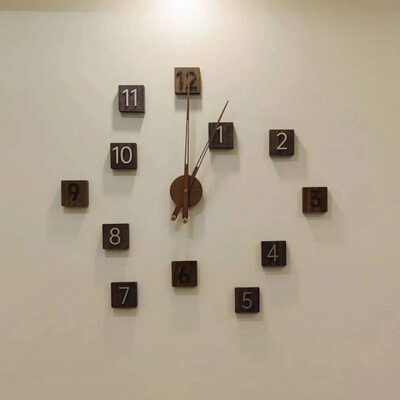 客厅家用实木挂钟美北北欧轻奢实木简约黑胡桃木网红挂钟挂钟大气