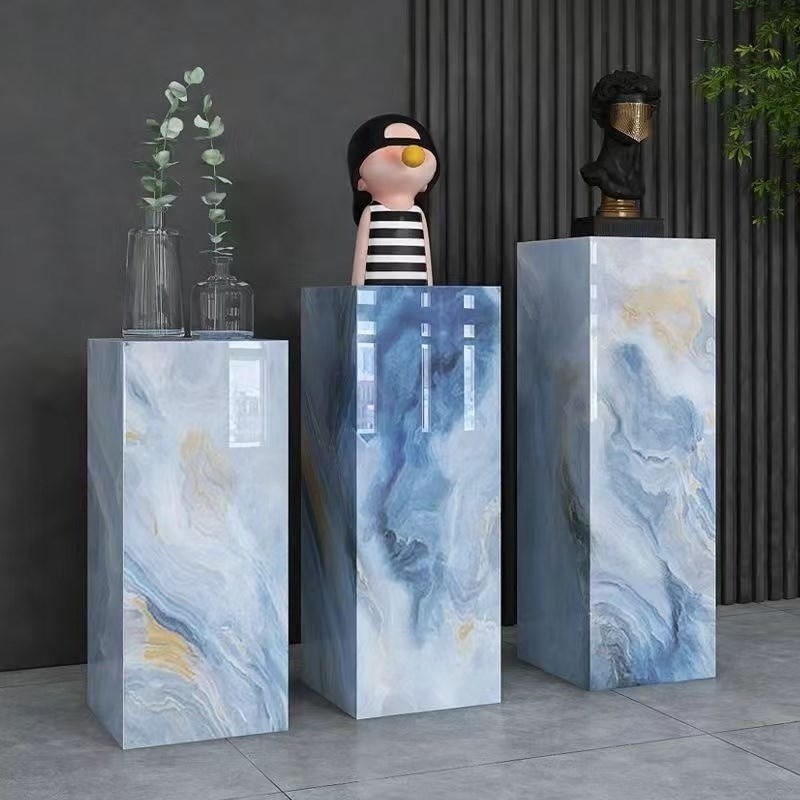 岩板花架大理石底座摆件客厅x装饰玄关酒店会所雕塑底座落地大摆