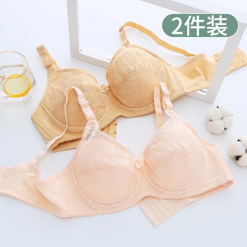 白色内衣女学生i超薄有钢圈聚拢防下垂文胸罩胖mm大码大胸显小夏