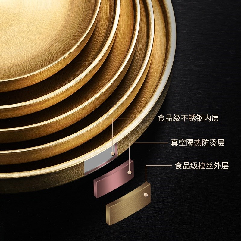 盘韩式烤肉西餐盘家用牛排盘子盘不锈钢圆盘水果盘家用客厅蛋糕无
