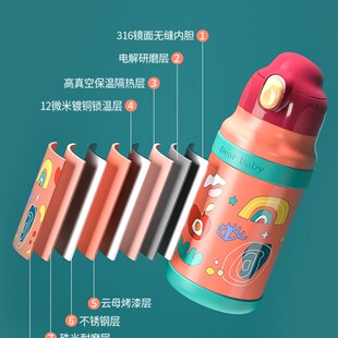 吸管杯高颜值儿童水杯壶不锈钢保温杯男孩上学幼儿园女士大人背带