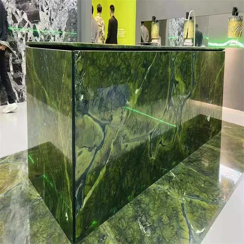 宝格绿维多利亚绿天然大理石奢石背景墙餐桌玄关茶几制作