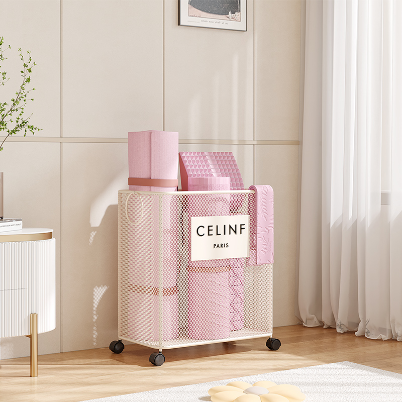 瑜伽垫收纳筐带轮篮球类运动器材健身收纳家用垫子哑铃球拍收纳箱