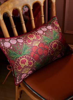 偏爱集美式复古轻奢抱枕套红色喜庆结婚床头靠枕高档中式腰枕靠垫