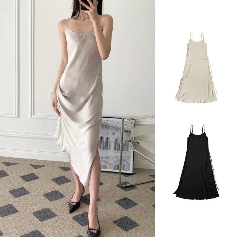 谢怼怼 2024买手店新品 中长款褶皱开叉吊带裙 不对称显瘦连衣裙,女装/女士精品,连衣裙,淘宝优惠券,粉丝福利购,淘宝优惠卷