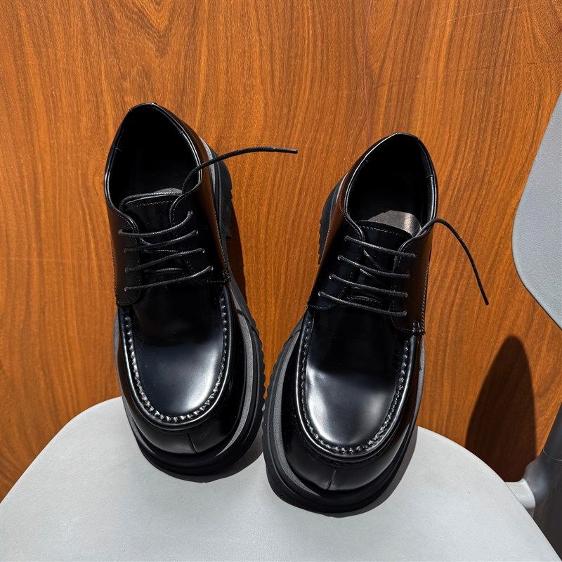 【帽子先森】黑色基础款牛皮鞋男小阔版休闲德比鞋真皮商务低帮鞋,流行男鞋,休闲皮鞋,淘宝优惠券,粉丝福利购,淘宝优惠卷