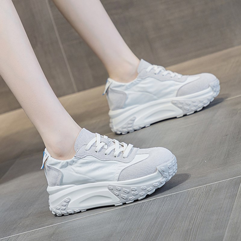 内增高女鞋厚底松糕跟2024春款洋气流行爆款休闲运动老爹鞋小白鞋