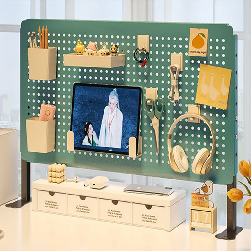 洞洞板置物架立款桌上书桌桌面免打孔展示架办公室工位铁艺立式