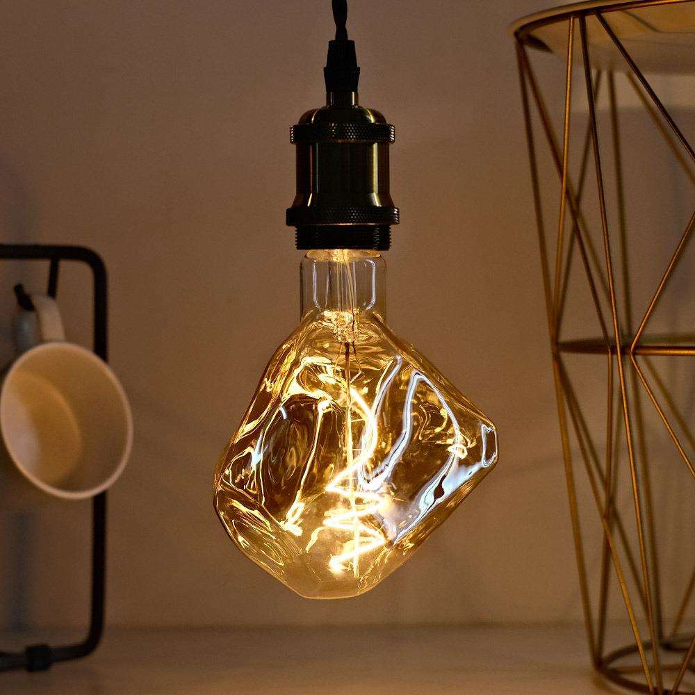 创意石头灯异形LED灯泡E27家居装饰灯LED软灯丝4W茶色灰色玻璃