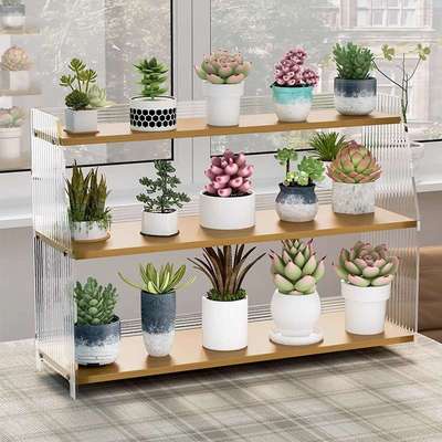 飘窗多肉花架子餐桌台面小花架多层阳台梯形置物架客厅杯子收纳架