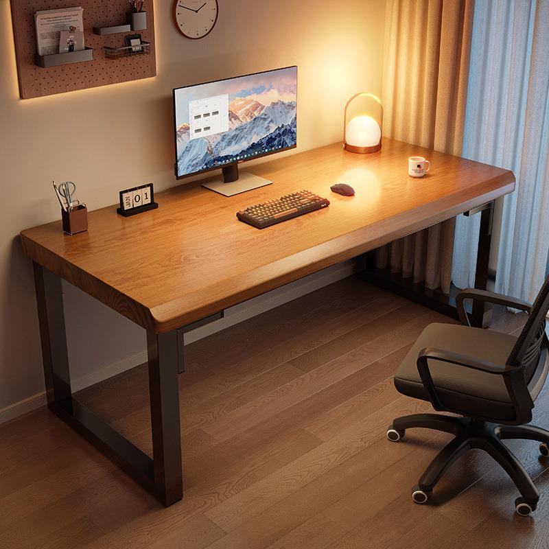 实木双人电脑桌台式家用书桌长条学习桌电竞桌大板办公桌子工作台