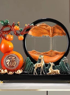 招财水晶发财树葫芦流沙画摆件客厅装饰品开业礼物乔迁新居礼品