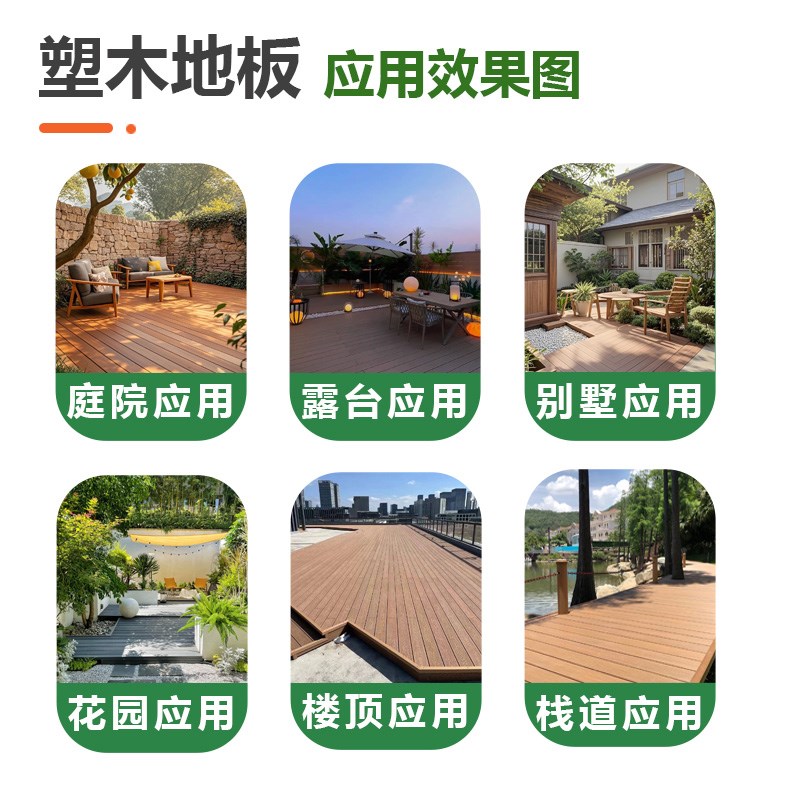 塑木地板户外庭院二代共挤木塑实心板别墅室外花园防腐木露台地板