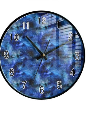 深蓝色挂钟30cm超静音时尚潮流卧室客厅家居装饰支持定*制