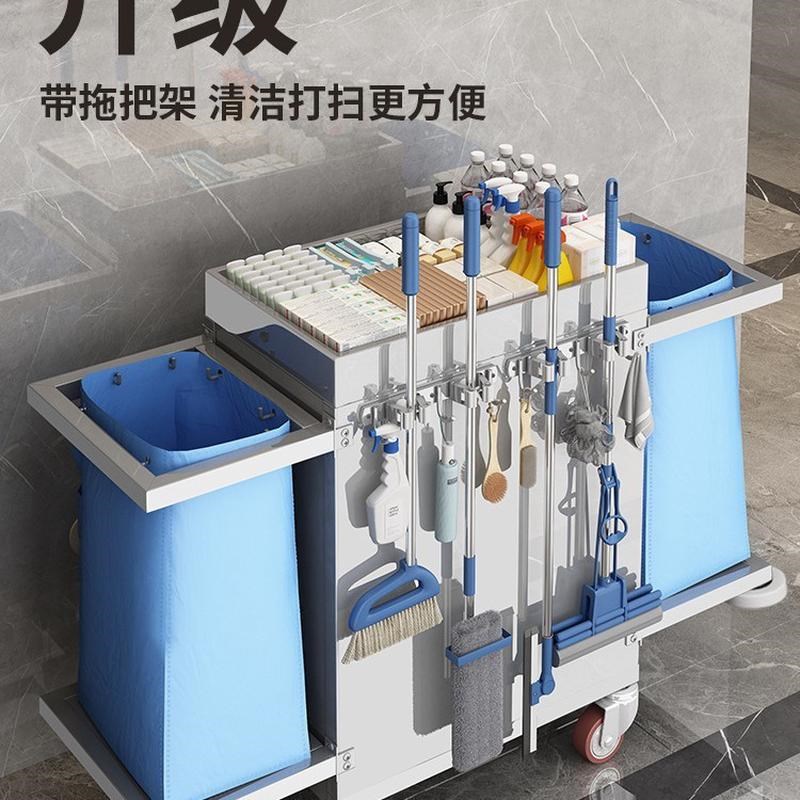 不锈钢布草车酒店客房工作车宾馆服务清洁打扫卫生保洁手推车