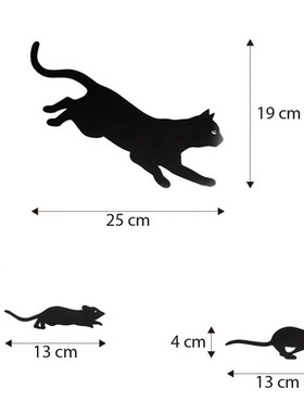 创意黑猫追老鼠金属m花园木桩3件套铁艺黑猫雕塑户外庭院栅栏装饰
