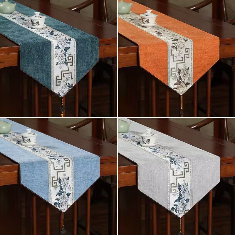 防水桌旗新中式禅意茶几桌布高级感茶布I轻奢高端茶席现代简约台