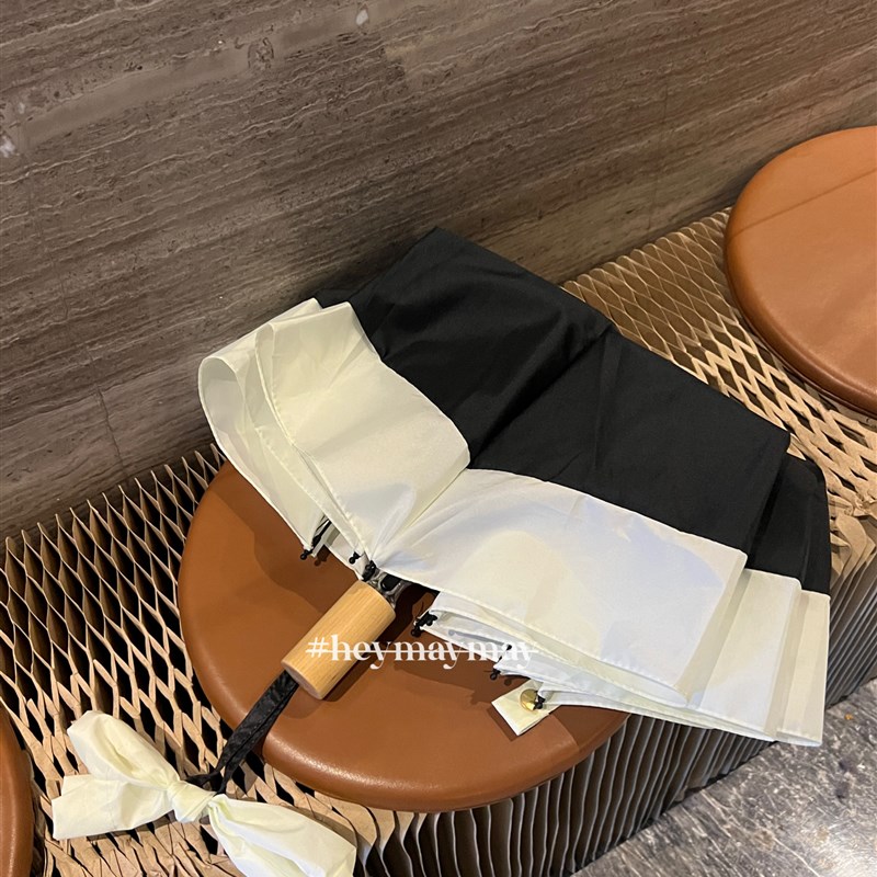 maymay 黑白奥利奥夹心x饼干~纯实木手柄日系折叠雨伞小巧便携