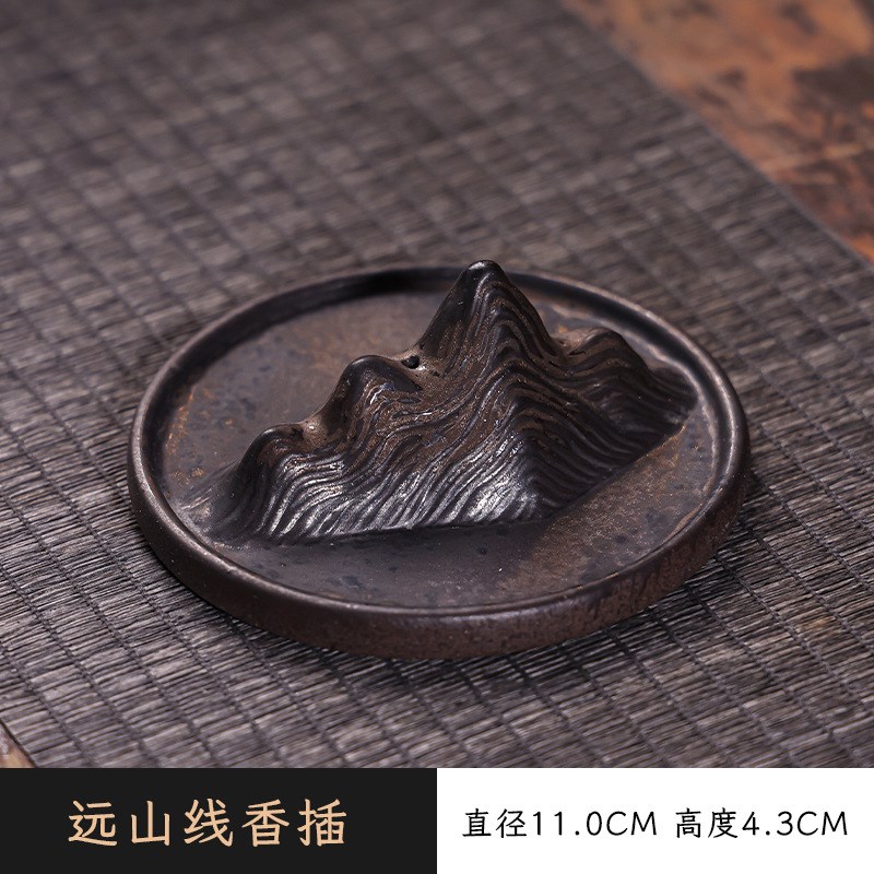 复古金山香炉线香插香座檀香倒流家用室内香熏炉香V盘香台香托摆