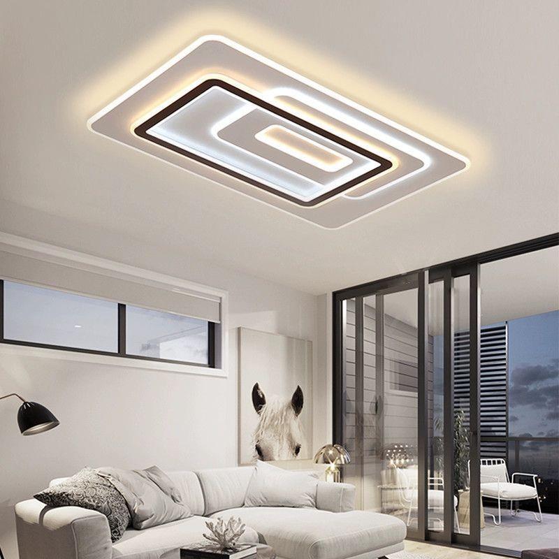 客厅灯现代简约大气时尚2023新款餐厅led吸顶灯长方形家用大厅灯