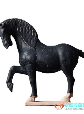 唐三彩马摆件  k黑色陶瓷马仿古做旧抬蹄生肖马家居软装饰品定制