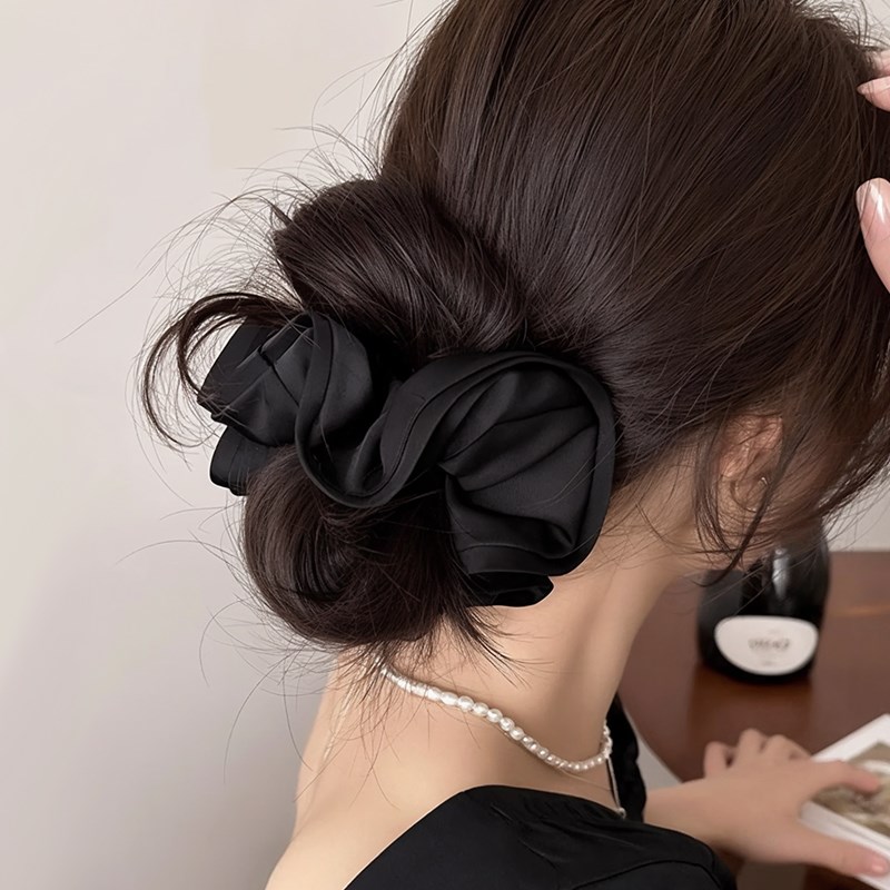 大肠发圈韩系显发量高q品质盘发丸子头黑色头绳头花皮筋女士扎头