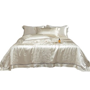 轻奢高级感夏季 空调被薄被子 i100支天丝提花蚕丝夏凉被四件套欧式