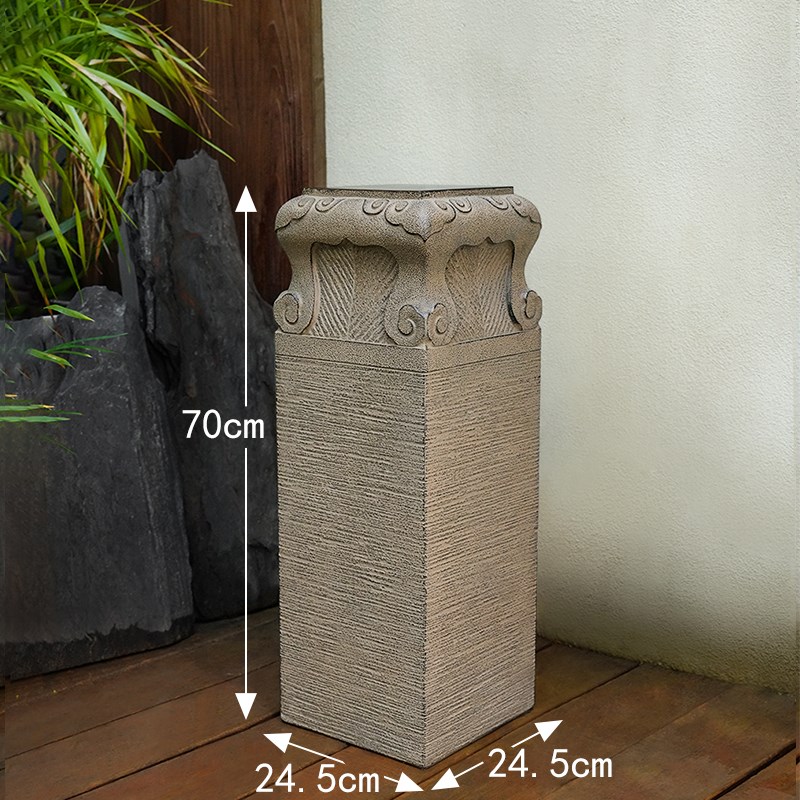 落地摆件祥云柱 人造石柱石墩子C客厅玄关仿古展示柱盆景花架底座