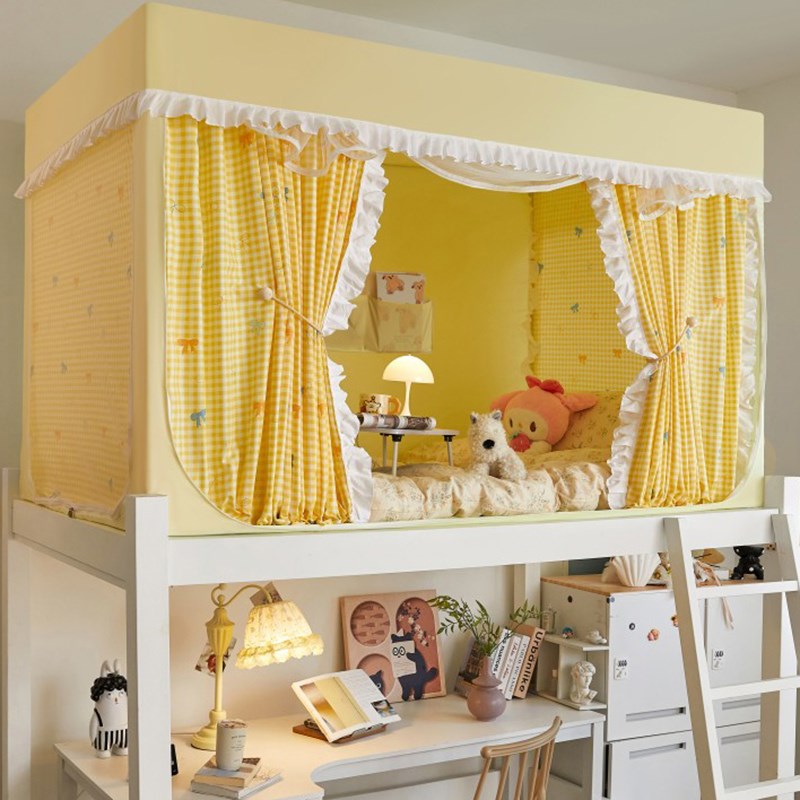 加厚床帘强遮光大学生宿舍蚊帐寝室E单人上下铺通用一体式全包窗