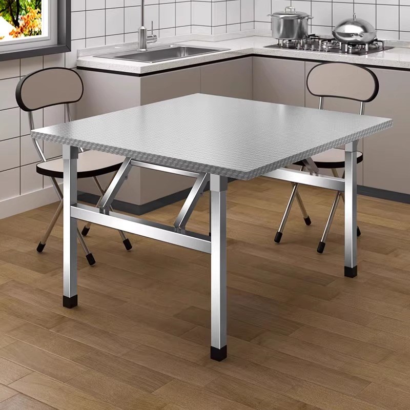商用户外餐桌家用k简易小方桌不锈钢折叠桌可携式夜市摆摊桌子烧